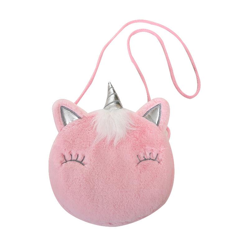 Children's Cartoon Cute Girl Unicorn Personality Design Colorful Fur Single-shoulder Crossbody Bag