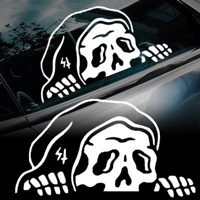 Peep Skeleton Car Stickers Halloween Lurking Reaper Ghost Windshield Modification Automatic Decal Skull Ghost Peeps Car Stickers