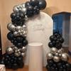 Black White Balloons Garland Arch Metal Silver Confetti Ballon Kit New Year 2026 Graduation Baby Shower Gender Reveal Decoration