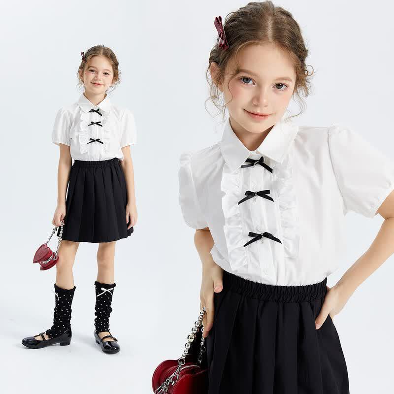 Fuloumi Girls  Preppy Shirt & Pleated Skirt Set 110