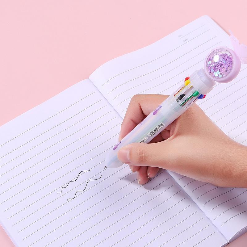 1Pc Colors Korean Ins Cute Butterfly Ballpoint Pen Student Stationery Sequins Rollerball Pen Multi-functional Office Pen Gift Back To School Season
