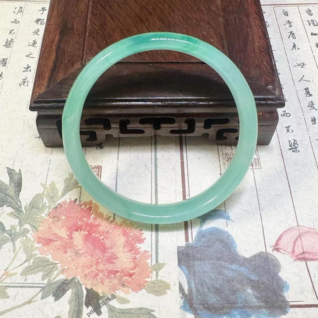 Bracciale Imperatore Giada Verde Grigio da 10mm - Accessorio Qipao Stile Antico
