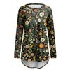 Damenmode Lässig Langarm Print Rundhals Pullover Top Bluse