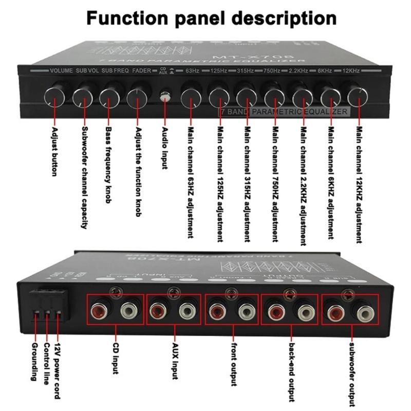 High Performances 7 Band Car Equalizer with Parametric Control and Subwoofer Output for Superior Stereo Sound Experience