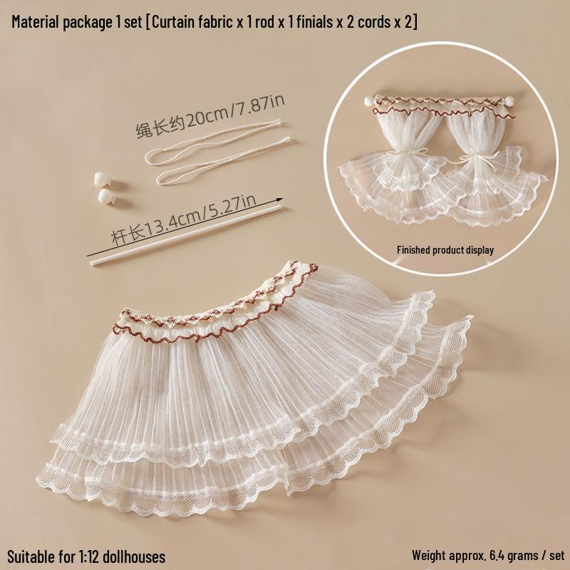 BJD Miniature Dollhouse Door Curtain - Lace Cotton Props