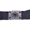 PU Waist Cincher Elegant Wide Chain for Dress Elastic PU Waistband Trendy Underbust Waist Chain Wide Belt