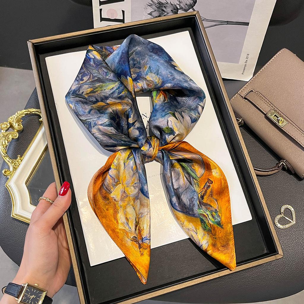 Luxury Women Mulberry Silk Scarf Fashion Pattern Design Square Scarves Bandanna Wraps Decoration Hairband