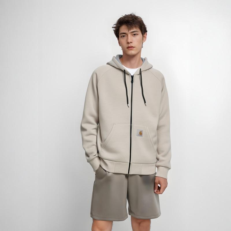 Carhartt WIP FW24 Car-Lux Hooded Jacket Adjustable Hood Zipper Long Sleeve Square Loose Label Jacket Unisex Jacket Moonlight-Gray I032935-2JY-XX