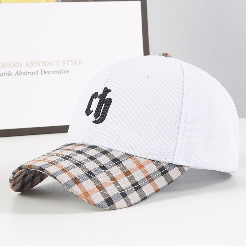 Hat Women's New Letter Embroidery Hardtop Baseball Cap Trendy Color Matching Couple Cap Men's Plaid Hat