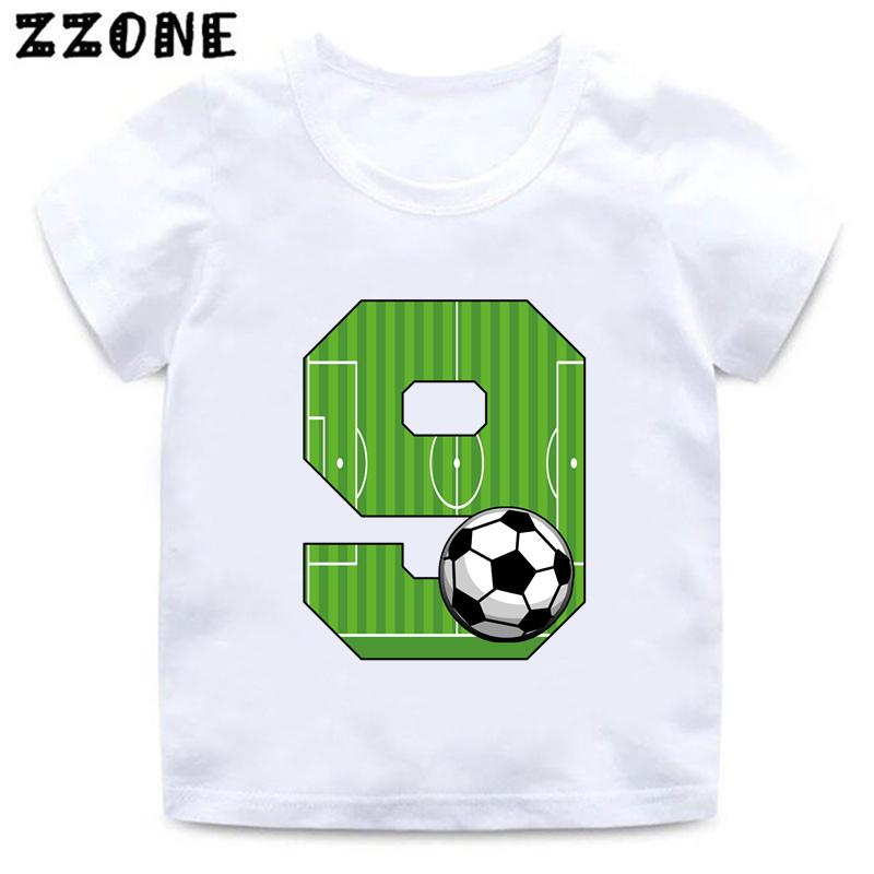 Cartoon Football Number Bow Print Funny Boys Clothes Years Birthday Soccer Kids T Shirt Baby Girls T-Shirts