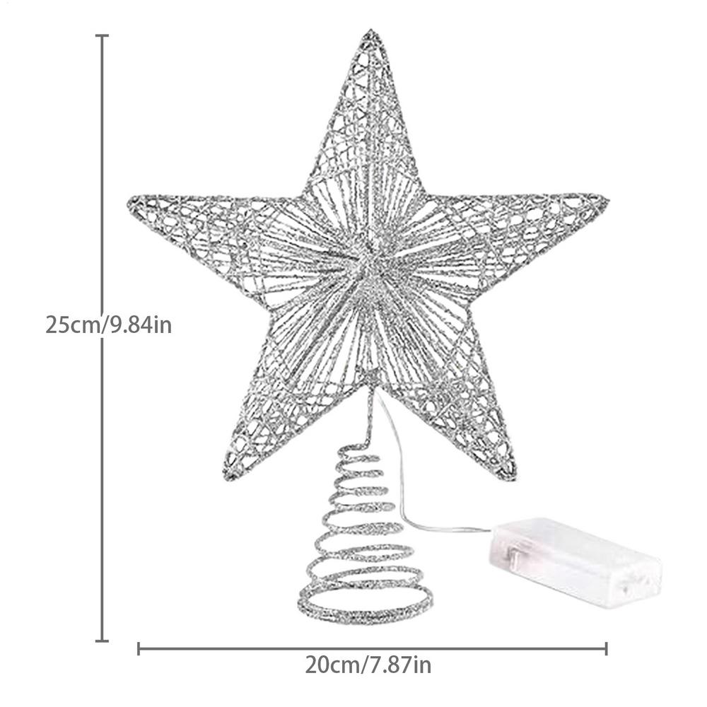 Christmas Tree Topper Decoration Iron Star-shaped LED Light Tree Toppers For Festival Wedding Party Office New Year Holiday