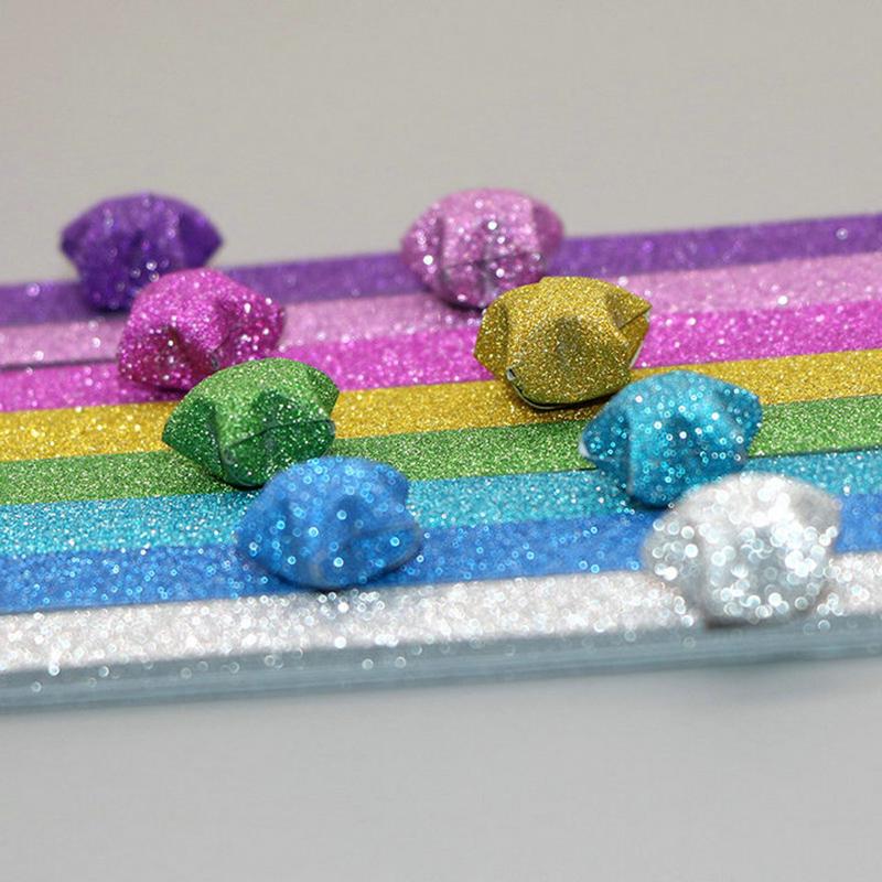 Glitter Origami Wishing Stars: Handmade Five-Pointed Colored Paper for Star Folding with Optional Colors