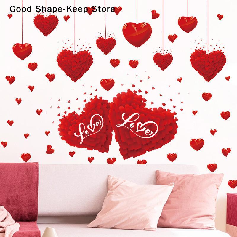 Valentine's Day Festive Party Atmosphere Decorations For Heart Shaped Wall Window Stickers Home Party Shop Restaurant