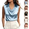 Dames Casual Mode Satijnen Kraag Mouwloos Top T-shirt Vest