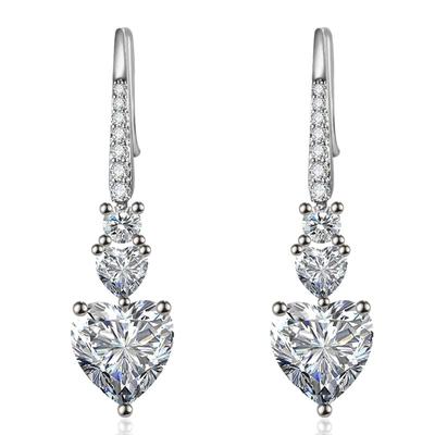 [AVANCE] Heart Stone Earrings Necklace for Women - Sparkling, Cute, Simple (Earrings)