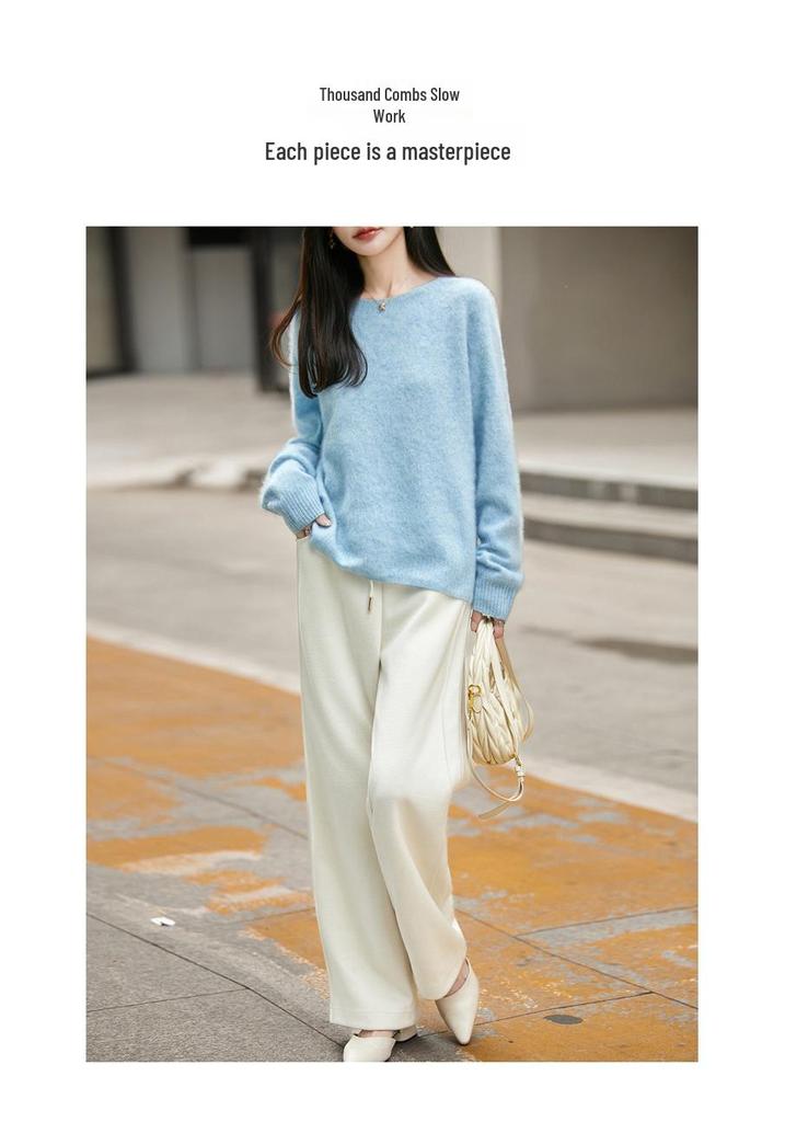 2026 Autumn/Winter Women's Cashmere Wool Long Sleeve Round Neck Knitwear Sweater