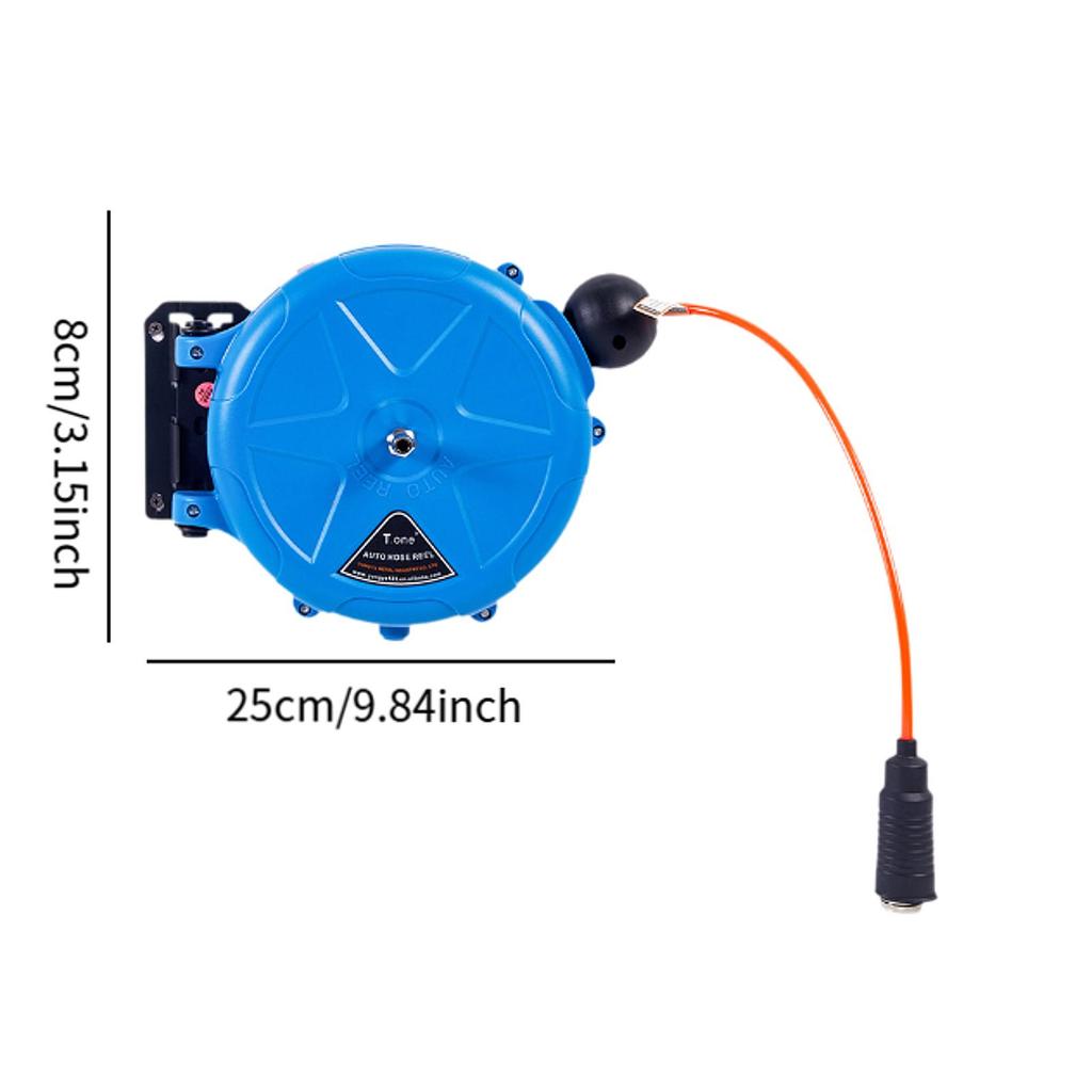 Avvolgitubo ad aria retrattile automatico con tubo dell'aria da 10M, riavvolgimento lento per lavaggio auto all'aperto, officina, garage, irrigazione giardino