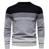 Men's Striped Knit Pullover Sweater - Youth Style, Round Neck, Spring/Autumn Wear