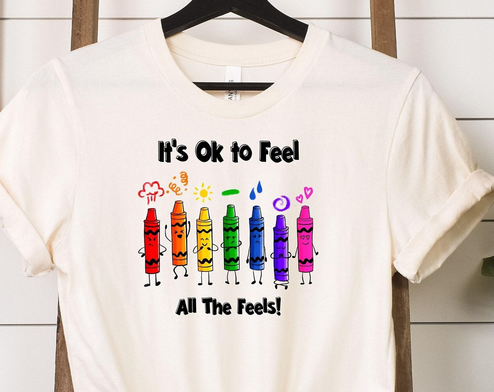Crayon Feelings Teacher T-Shirt: Vibrant Emotion Expression 3XL