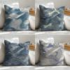 Blue Ripples Cushion Cover Soft Short Plush Pillow Cover Smooth Cozy Texture Aesthetic Cushion Case Home Decor