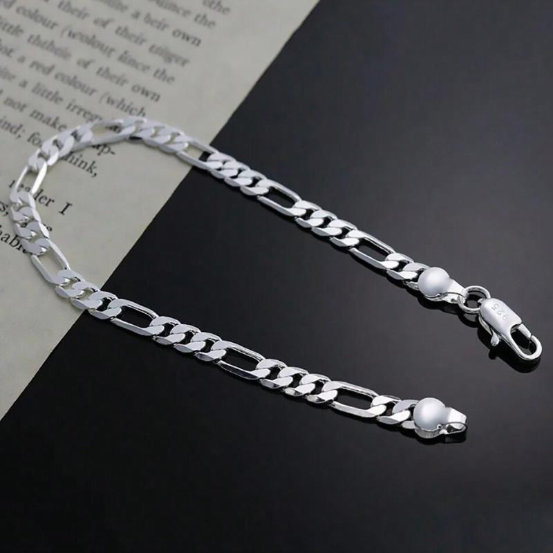 Noble New Arrive Silver Flat Sideways Chain Bracelet Necklace Set For Women Man Fashion Party Wedding Jewelry Gifts Accessories