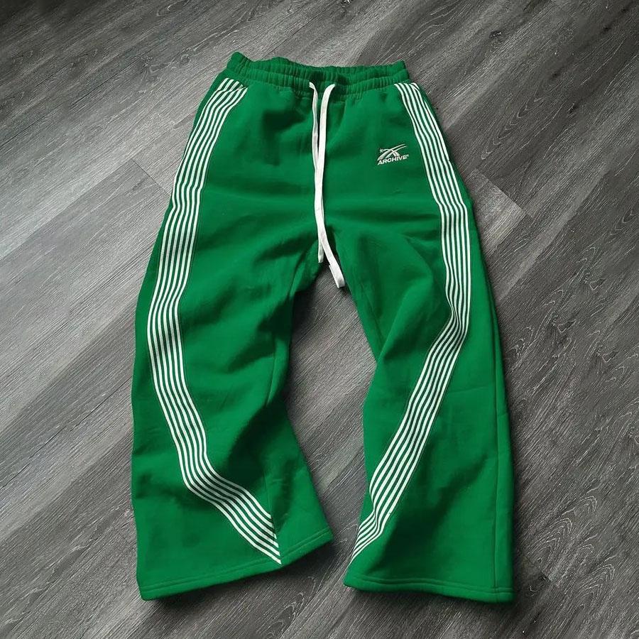 Y2k Embroidered Gray Casual Pants Men's Jogging Drawstring Sweatpants