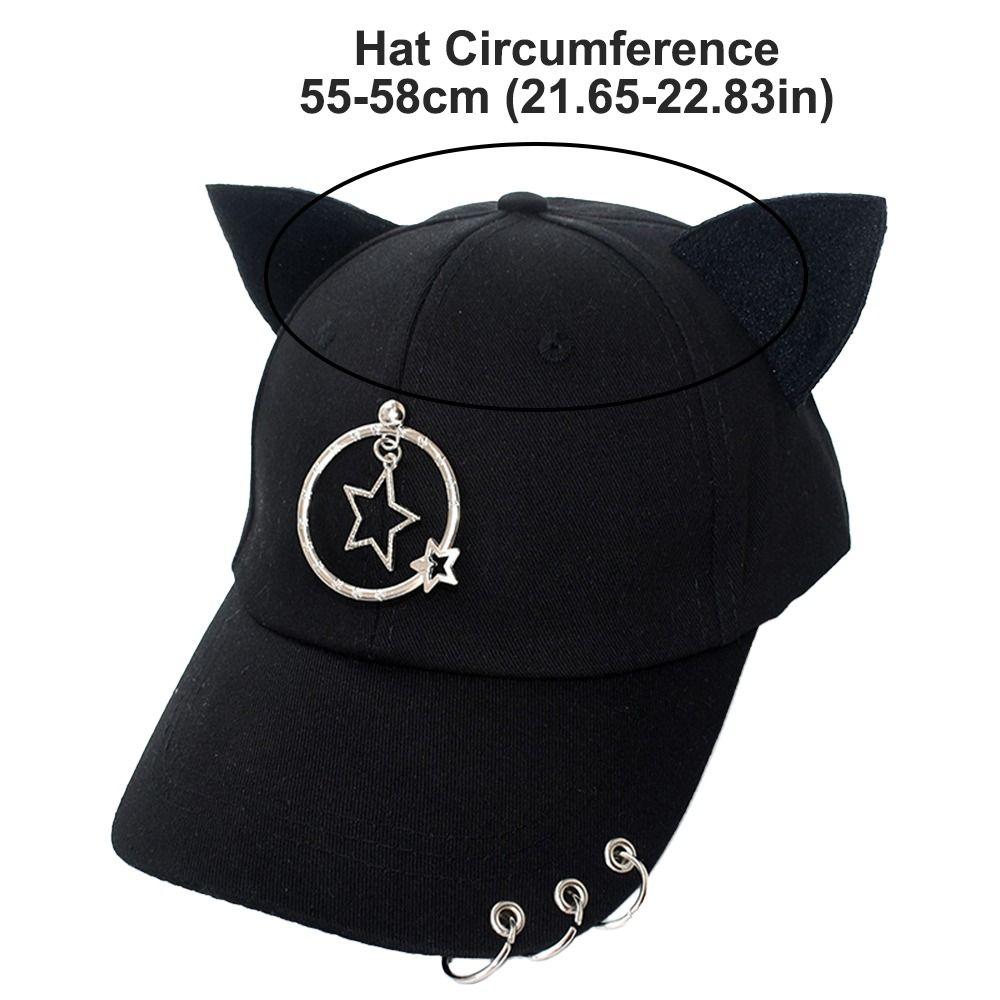 Metal Rings Hip Hop Cap Cat Ear Sunscreen Hat Creative Baseball Caps  Four Seasons