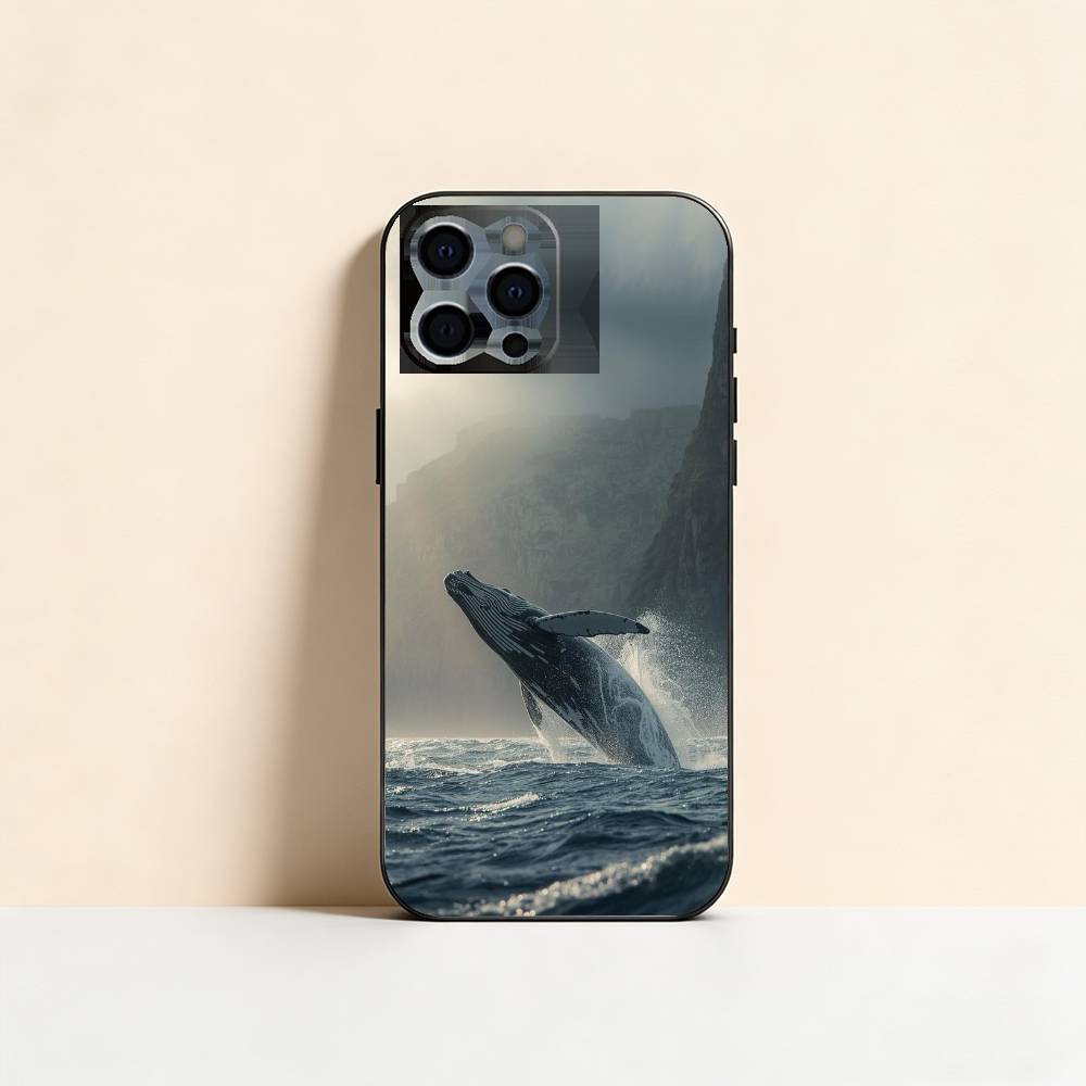 Ocean Blue Whale Phone Case For iPhone 17,16,15,14,13,12,11 Plus,Pro Max,XS,Soft Silicone Black Cover
