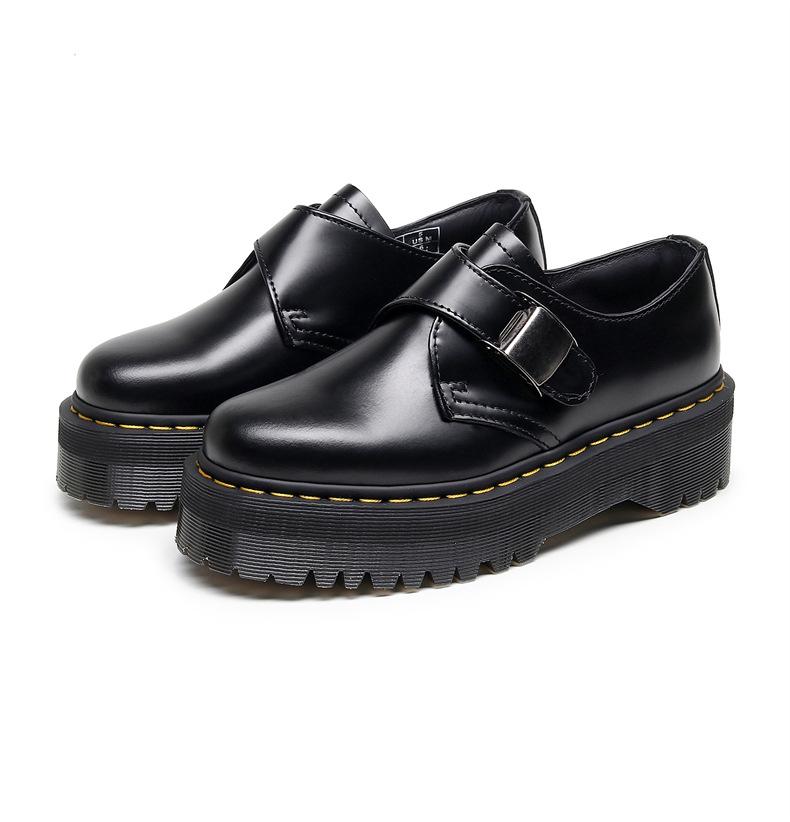

Buckle thick-soled low-top boots British style casual small leather shoes versatile students increase height and show thinness short boots women. 34