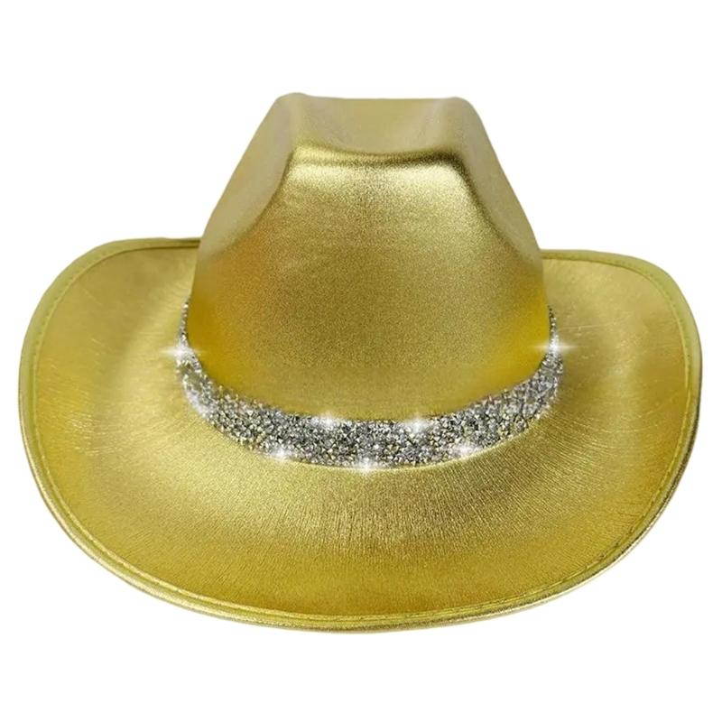Eye-catching Crystal Cowboy Hats Bride Hat Panama Hat for Bachelorette Party Cowboy Hats for Club Stage Shows