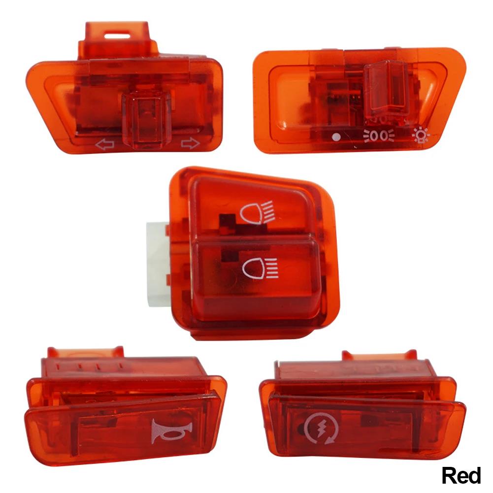 5PCS Motorcycle Start Switch Horn Light Turn Signal High Low Beam Button Switch Connecters for Scooter ATV Moped Accessories