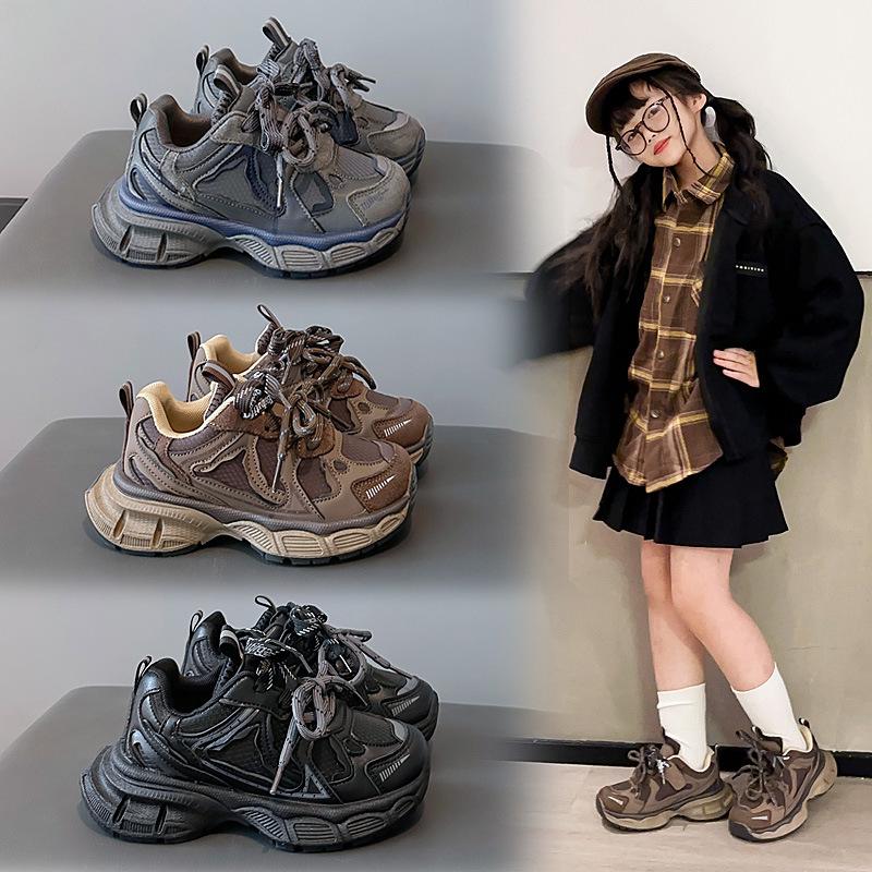 Children's Sports Shoes 2025 Autumn and Winter New Boys' Running Shoes Fashion Girls' Dad Shoes Velvet Two Cotton Casual Shoes