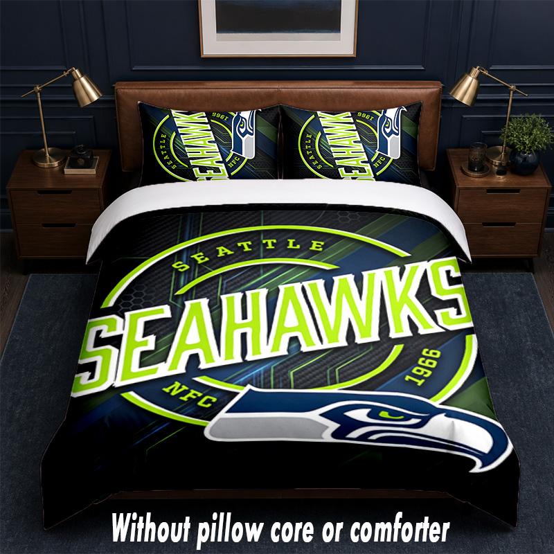 Seattle Seahawks Design Bed Bedding Set 1 Duvet Cover + 2 Pillowcases Soft Breathable Household Bed Linens