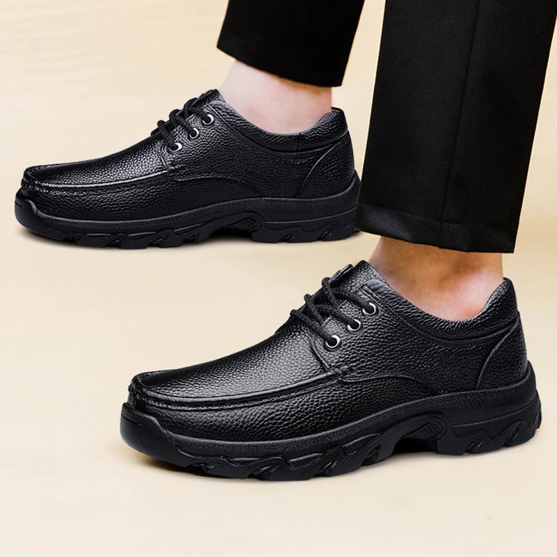 Leather shoe Outdoor Casual Men Shoes lace up Adult Black dress Autumn Winter shoes Wear-Resisting big size 48 49 50 51