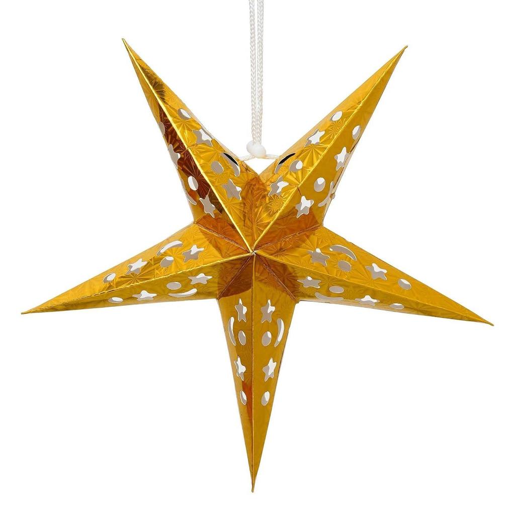 Golden Paper Merry Christmas Star Lantern Lights for Decoration Diwali Christmas Lantern| Aakash Kandil for Diwali| Hanging Lantern
