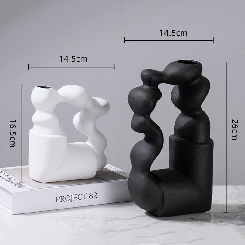 Ceramic Vase Hollowed-out Geometric Twisted Abstract Art Ornaments Flower Vase Flower Arrangement Accessories Home Decoration