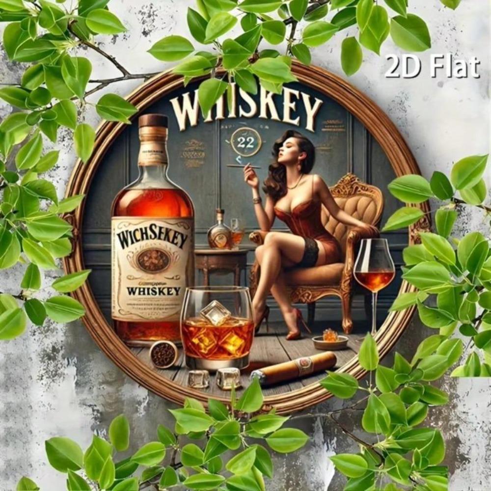 Vintage Whiskey Lady Metal Tin Sign Wall Art Aluminum Retro Decor