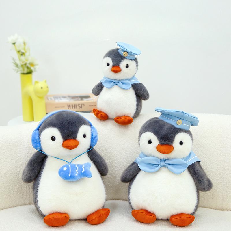 Navy Penguin Soothing Headphone Doll Plush Toy Muppet Cute Birthday Gift Children'S Simulation Cute Doll