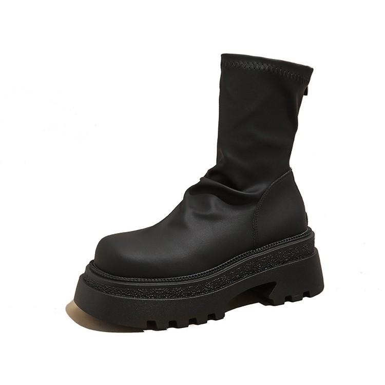 Kurze Stiefel Damen Dicksohlige Elastische Stiefel 2025 Herbst Neu Dünne Stiefel Vielseitige und Schlankmachende Stacking-Stiefel Kleine Damenstiefel