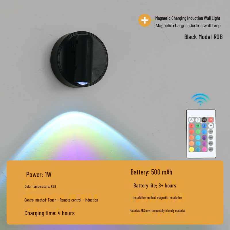 CE-Certified Multi-Angle Smart LED Night Light, Hill-Shaped Spotlight with 7 Colors, Magnetic Induction, Ambient Wall/Table Lamp