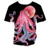 Funny Marine Life Sea Animal 3D Print Kids Round Neck Short Sleeve Tee Loose Outdoor Daily Play Outfit