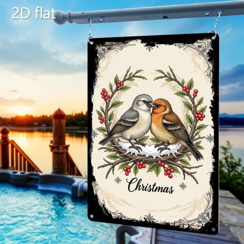 Vintage Merry Christmas Metal Sign, Retro Holiday Wall Decor 20x30cm