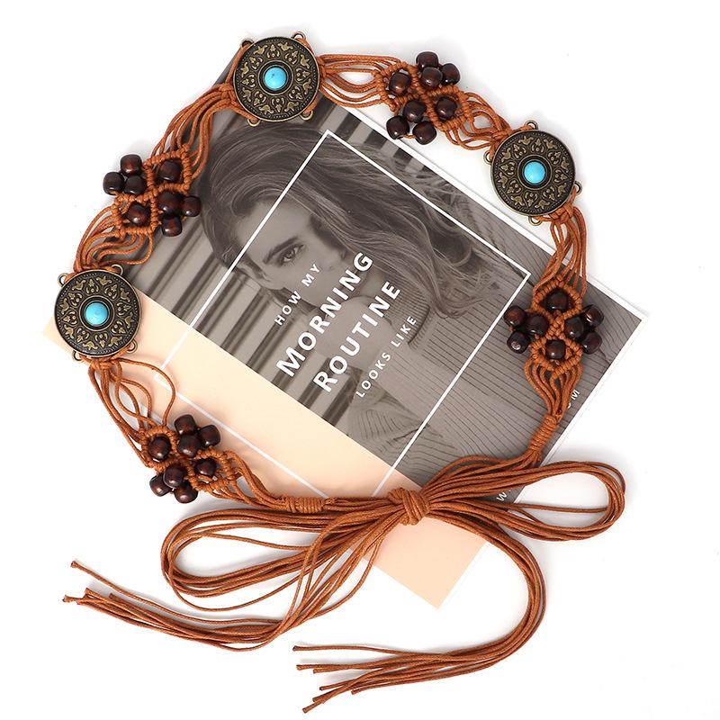 Bohemian Woven Hemp Rope Belt for Women Summer Casual Decorative Thin Waist Belt Multiple Color Options