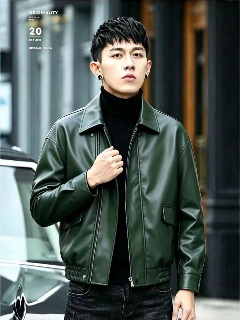 Men's regular versatile spring and autumn clothing new men's leather jacket loose version large size men's leather jacket