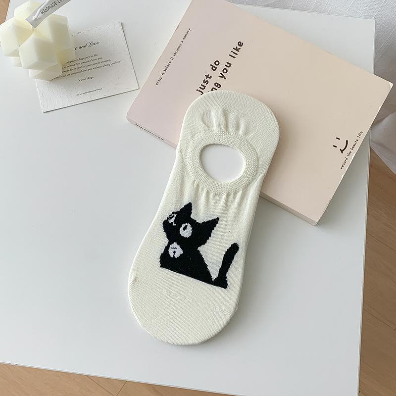 Invisible Shallow-mouth Sock Girl, Spring and Summer Cartoon Little Animal Boat Socks, Cute Short Socks, Sweat-absorbing Boneless Sock Girl