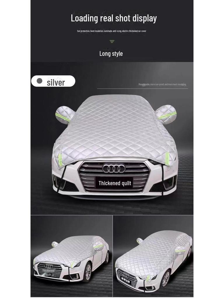 Gruba osłona przeciwsłoneczna, przeciwgradowa, półpokrowiec na samochód z izolacją cieplną