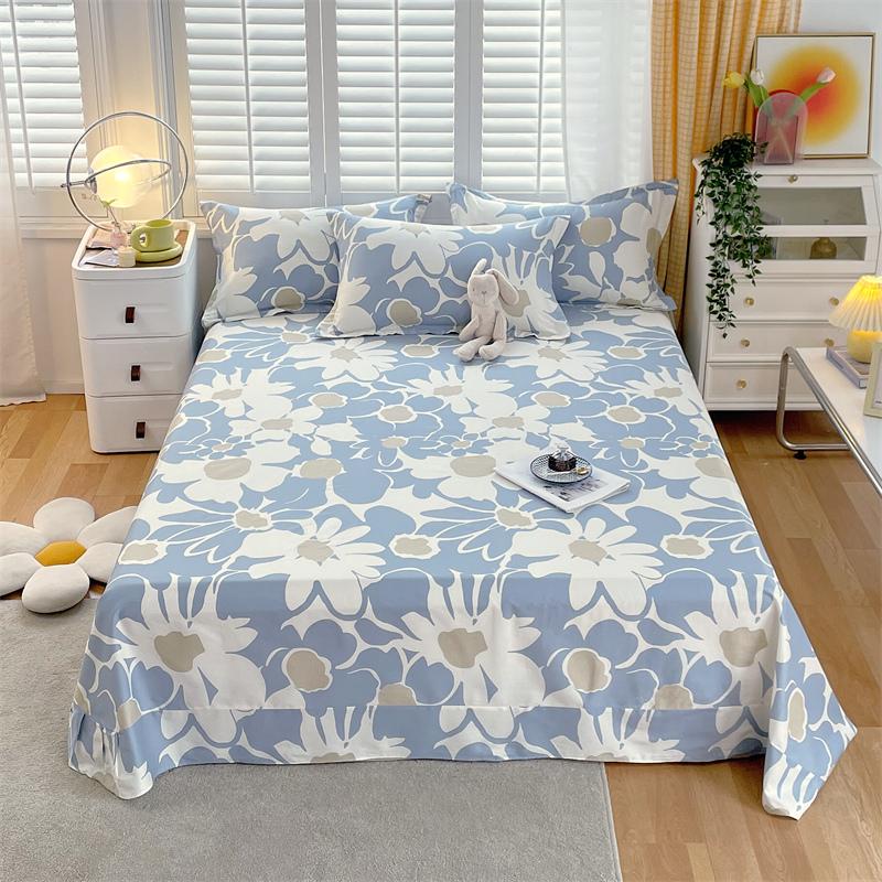 Floral Printed Bed Sheet Set Roses Design Bed Sheets Soft Breathable Fabric Flat Sheet with Pillowcases Queen Size Bedding Set
