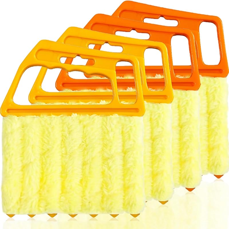 AOCEAN 4 Pcs Blind Cleaner Duster Tool 7-Finger Dusting Cleaner Tool For Window & Air Conditioner Handheld Mini Duster Brush For Wood Blinds Dust
