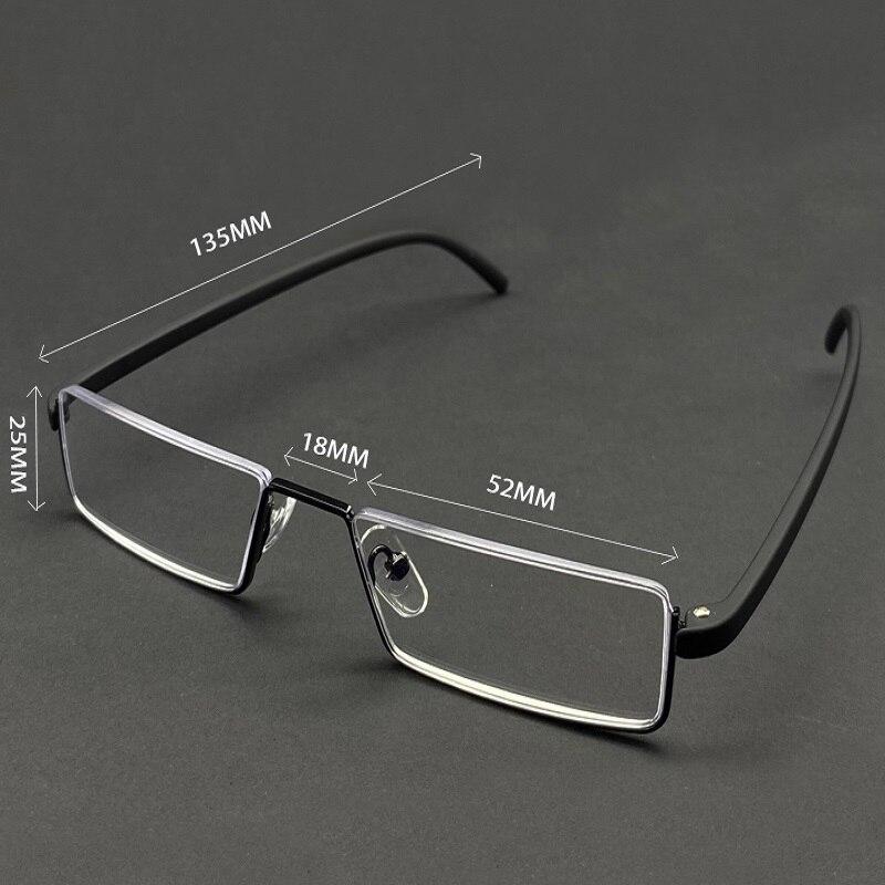 Metal Anti-Blue Light Reading Glasses Men Half Frame Prescription Eyeglasses Male Eyewear With Case +1.0 1.5 2.0 2.5 3.0 3.5 4.0