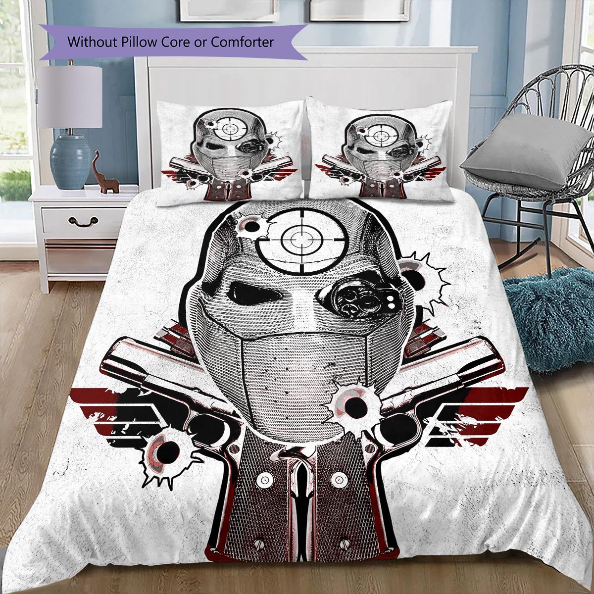 

Suicide Squad Member Icons Bedding Set, 1 Duvet Cover & 2 Pillowcases, Suitable for Bedroom, Ideal Gift for Fans 135x200cm